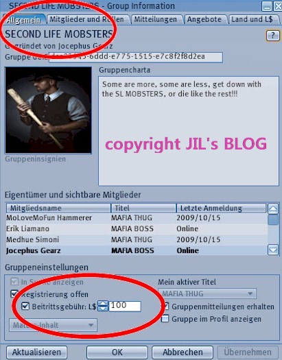 Jil's Blog Second Life Mobsters Mitgliedschaftsbeitrag